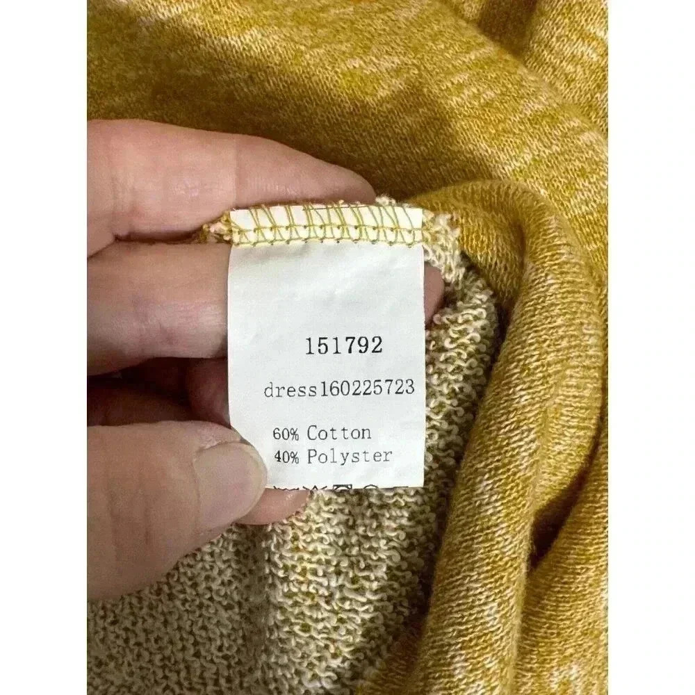 Mustard Yellow Tank V Neck Swing Hi Low A-Line Dress Lagenlook Comfort Medium - Picture 5 of 8